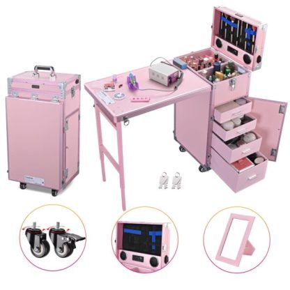 ¡Solo MXN499 por 24 horas! Mesa de manicura con ruedas ¡Estación de maquillaje!