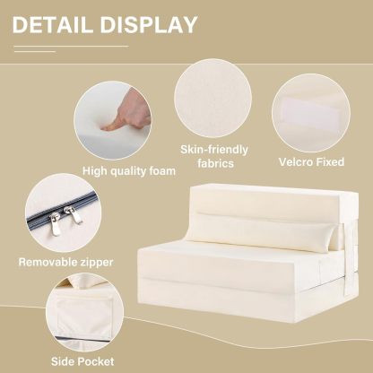 Tiita - Sillón de futón, tamaño individual, sofá cama plegable con almohada, colchón de piso y futón para sala de estar, recámara, uso de invitados, departamento