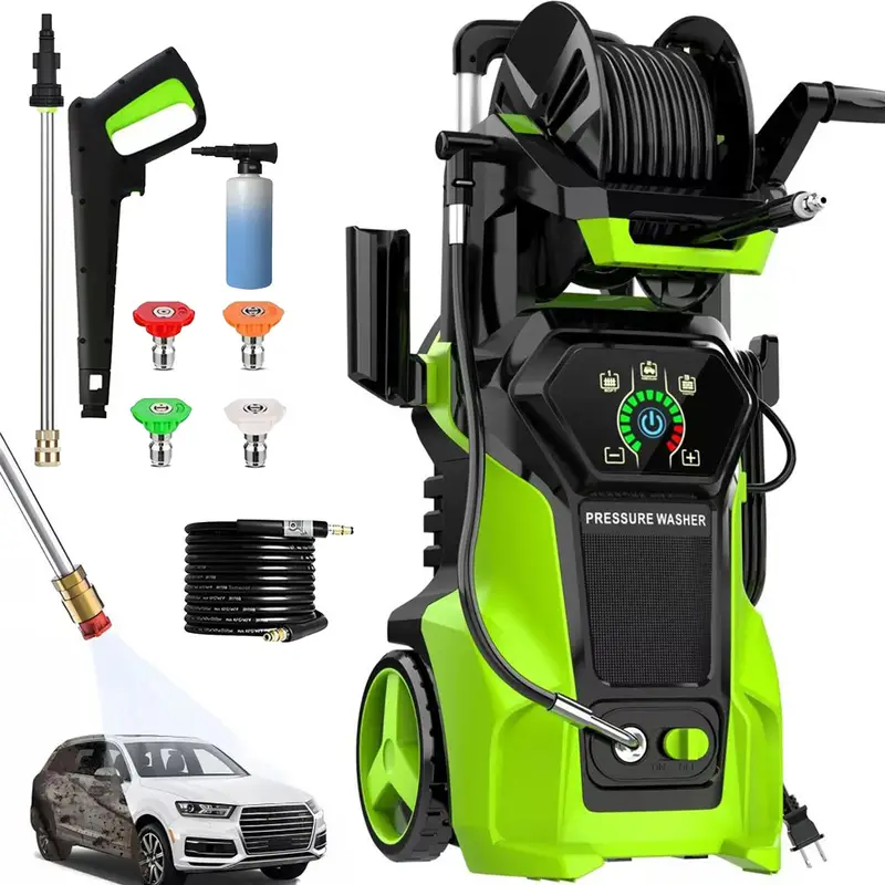 Lavadora de Alta Presión Eléctrica 4800 PSI 3.2 GPM con 4 Puntas Diferentes, Máquina de Limpieza de Alta Potencia de 1800W para Coches, Patios y Limpieza de Pisos