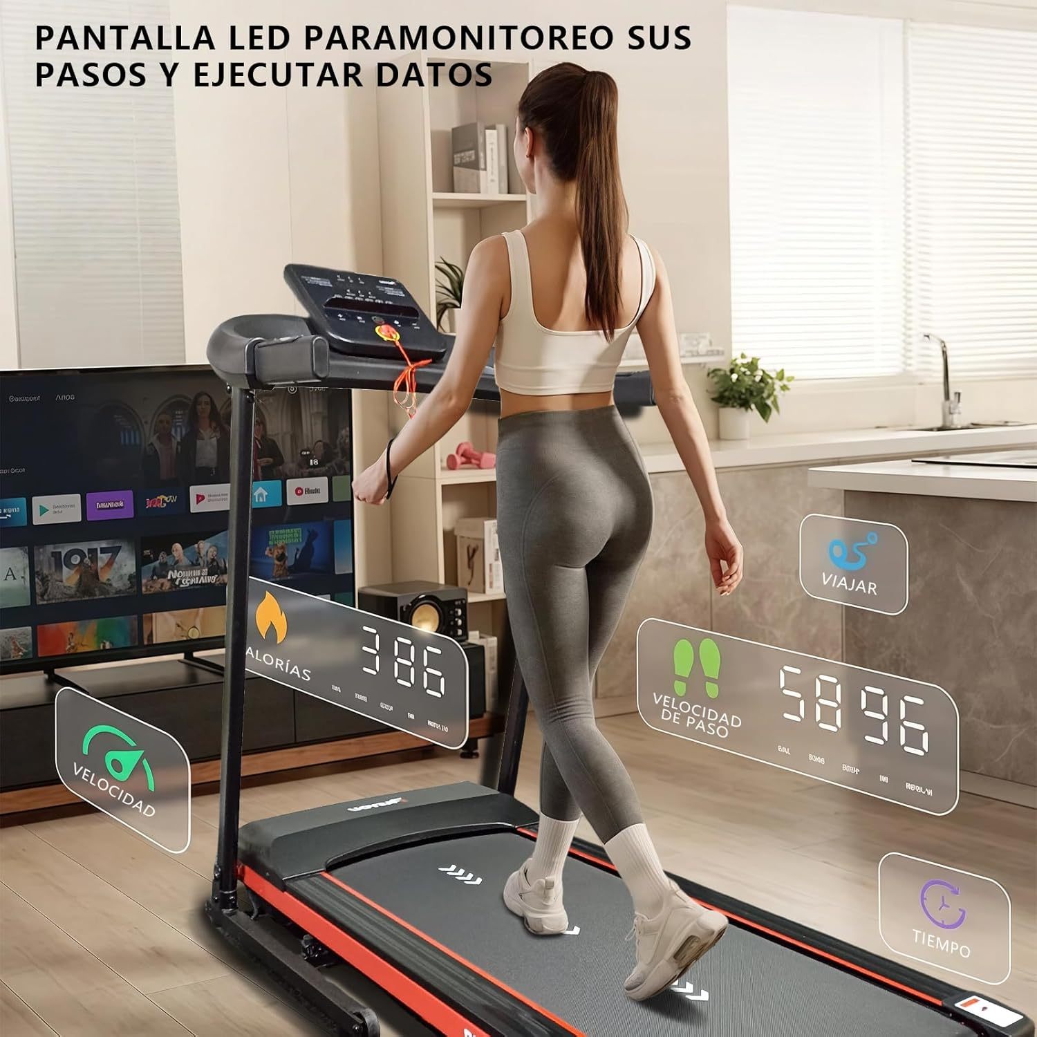 RESTSUKO Caminadora Electrica Plegable 2.5 HP, Caminadora Electrica con Asas, 3 Niveles de Inclinación, Antideslizante, Incluye Bocinas y Pantalla, Velocidad 1 a 12 km/h, Soporte 150 Kg