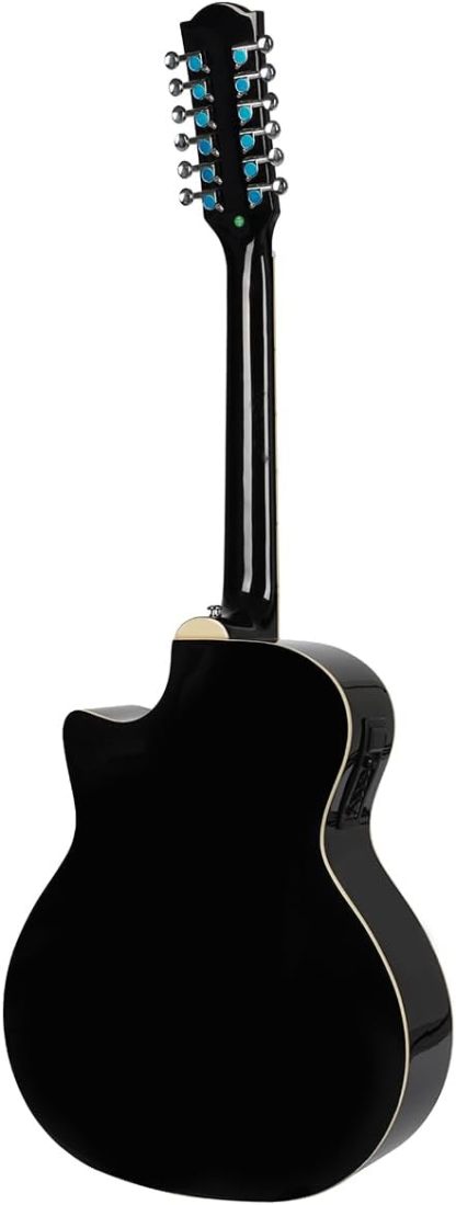 Jidyous-41 Inch,4/4,Guitarra Electroacústica 12 cuerdas,con Funda Acolchada, afinadores, Tirantes de guitarra,cuerdas, paletas, capó, adecuada para adultos jóvenes de nivel medio (Black)
