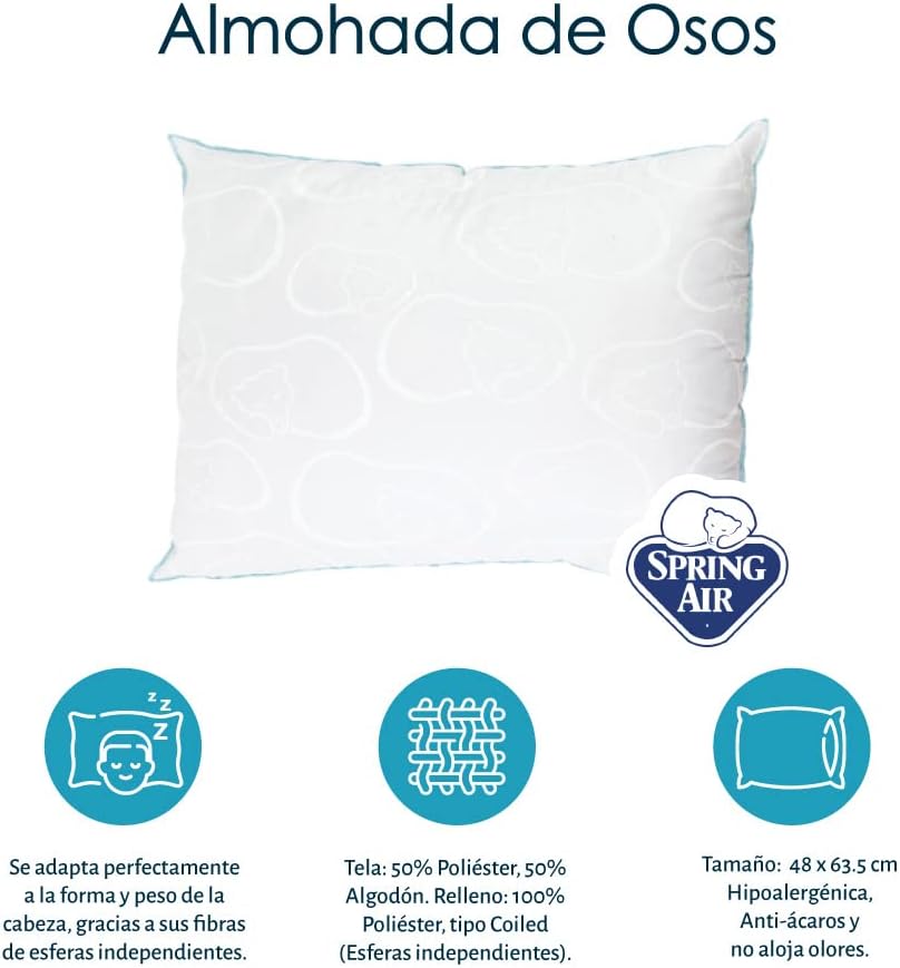 Colchón King Size Spring Air Marte + Box + 2 Almohada Osos + Juego de Sábanas