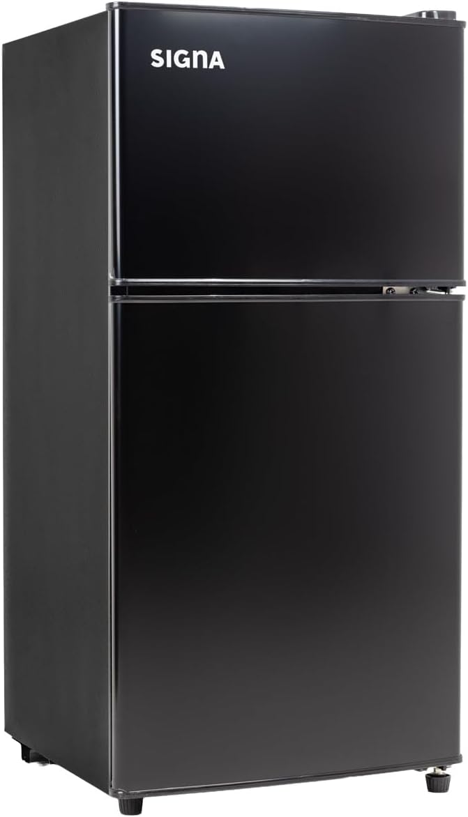 SIGNA Mini Refrigerador 86L (3 pies cubicos) Frigobar Compacto Silver Refrigerador Pequeño Con congelador de Acero Inoxidable Ideal Para Espacios Pequeños Frigobar Mini Multifuncional