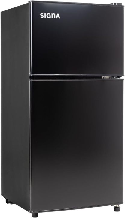 SIGNA Mini Refrigerador 86L (3 pies cubicos) Frigobar Compacto Silver Refrigerador Pequeño Con congelador de Acero Inoxidable Ideal Para Espacios Pequeños Frigobar Mini Multifuncional