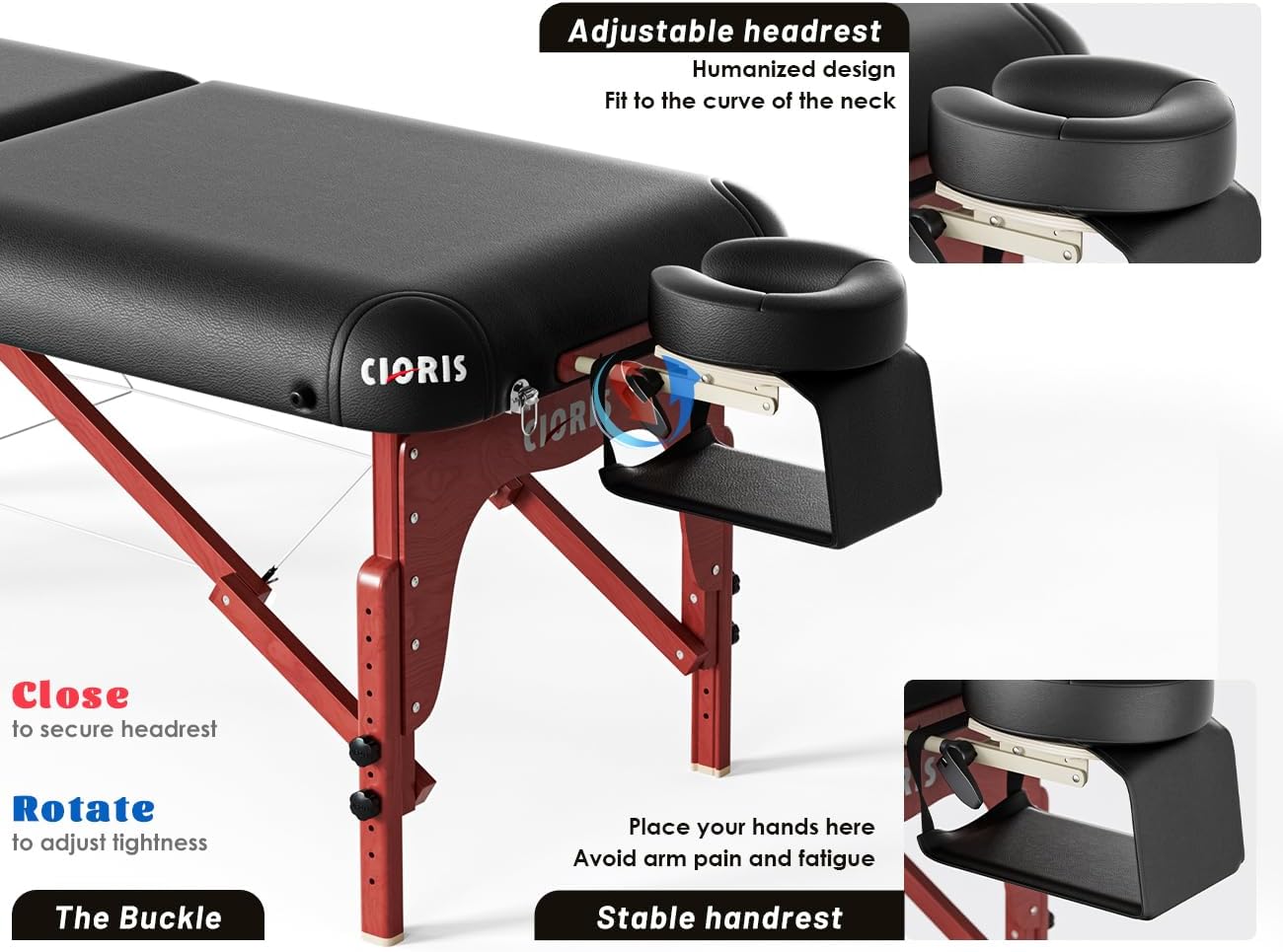 CLORIS - Mesa de masaje profesional de 84 pulgadas, portátil, de aluminio reforzado, con capacidad para hasta 1000 libras, 2 plegables, ligeras, para spa, salón, tatuaje, cama de masaje, altura