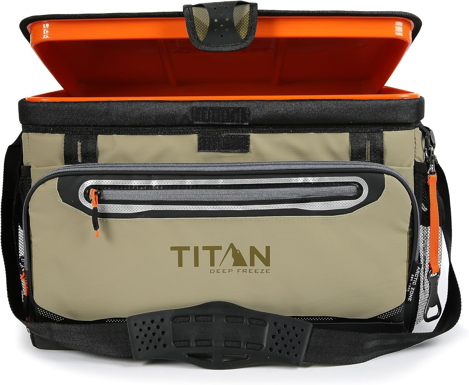 Congelador Arctic Zone Titan, 48 latas, congelador rígido sin cremallera, congelador verde musgo con aislamiento de congelación profunda, revestimiento rígido y SmartShelf-----Abridor de botellas