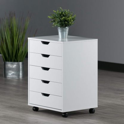 Winsome Wood Halifax 5-Drawer Cabinet, Blanco