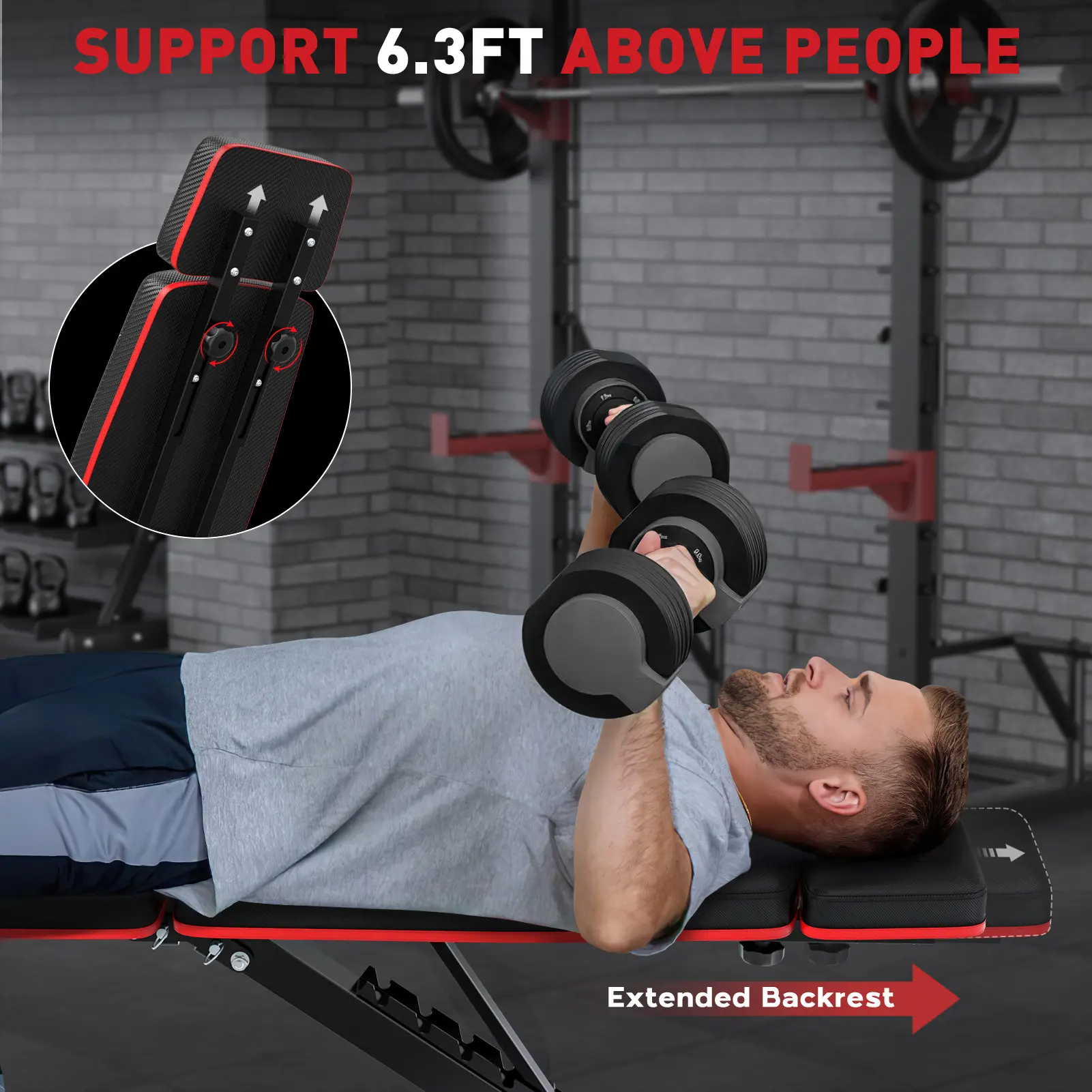Banco de pesas plegable, capacidad de peso de 880 libras, placa de pesas no incluida, banco de entrenamiento de press de banca para gimnasio en casa, banco para hacer ejercicio, equipo de entrenamiento de abdominales inclinados y declinados, extensión de