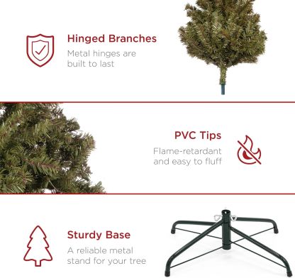 🎄Árbol de Navidad Artificial de 7 pies｜Abeto Realista ramas densas, montaje rápido y base de metal resistente