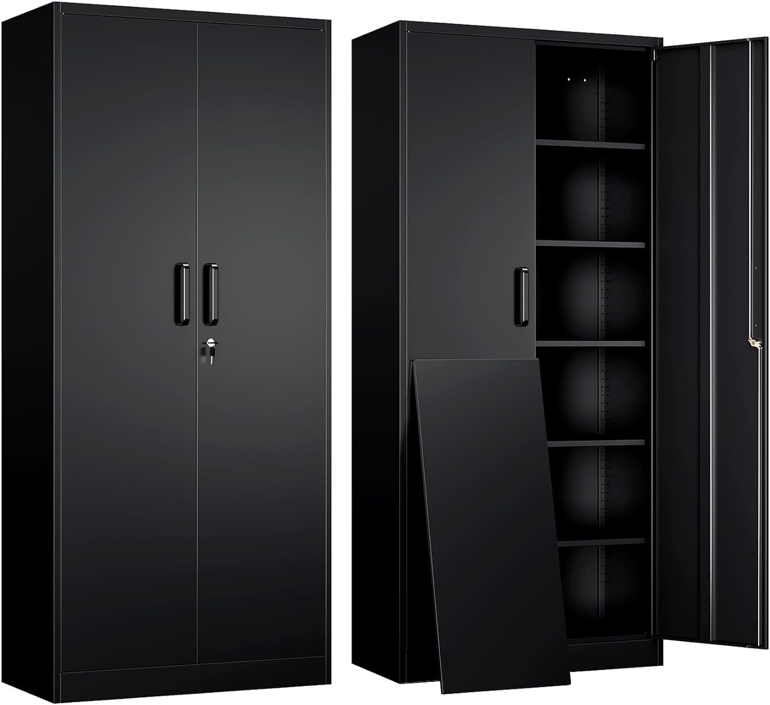 Yizosh - Gabinete de almacenamiento de metal con 2 puertas y 5 estante