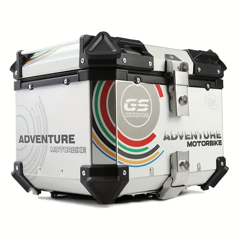 45L Motorcycle Top Box Tail Box, Aluminum Motorcycle Luggage Box, With Safety Lock, Suitable For Storing Helmets And Large Luggage