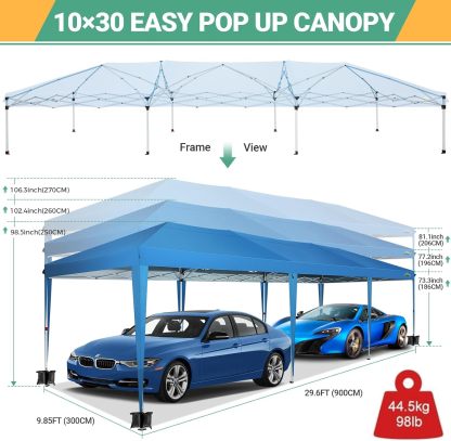 COBIZI - Toldo desplegable de 10 x 20 Pulgadas con 6 Paredes Laterales, toldo Impermeable para Eventos al Aire última intervensión, UPF 50+ cenador portátil para Fiestas, Playa, Camping, Boda,