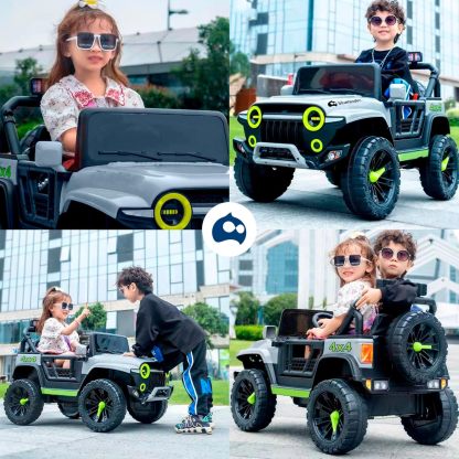 Bluelander Carro Electrico Tipo Jeep Montable Niño Niña, 69*61*105 Cm, Carro Electrico 5 KM/H, Carrito Montable Electrico Musical, Luz Led, Control Remoto, Puerto USB, MIC, Bateria Recargable (Rojo)