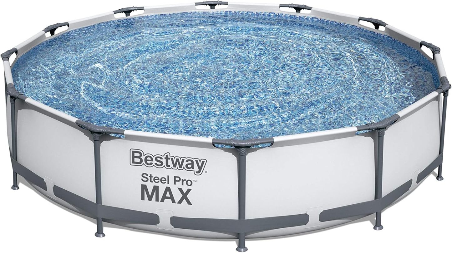 Bestway Steel Pro MAX - Juego de piscina redonda sobre el piso de 14 x 33 pulgadas, incluye bomba de filtro de 530 galones