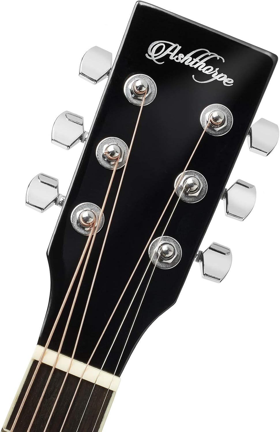 Ashthorpe - Paquete de guitarra acústica-eléctrica de tamaño completo, Negro