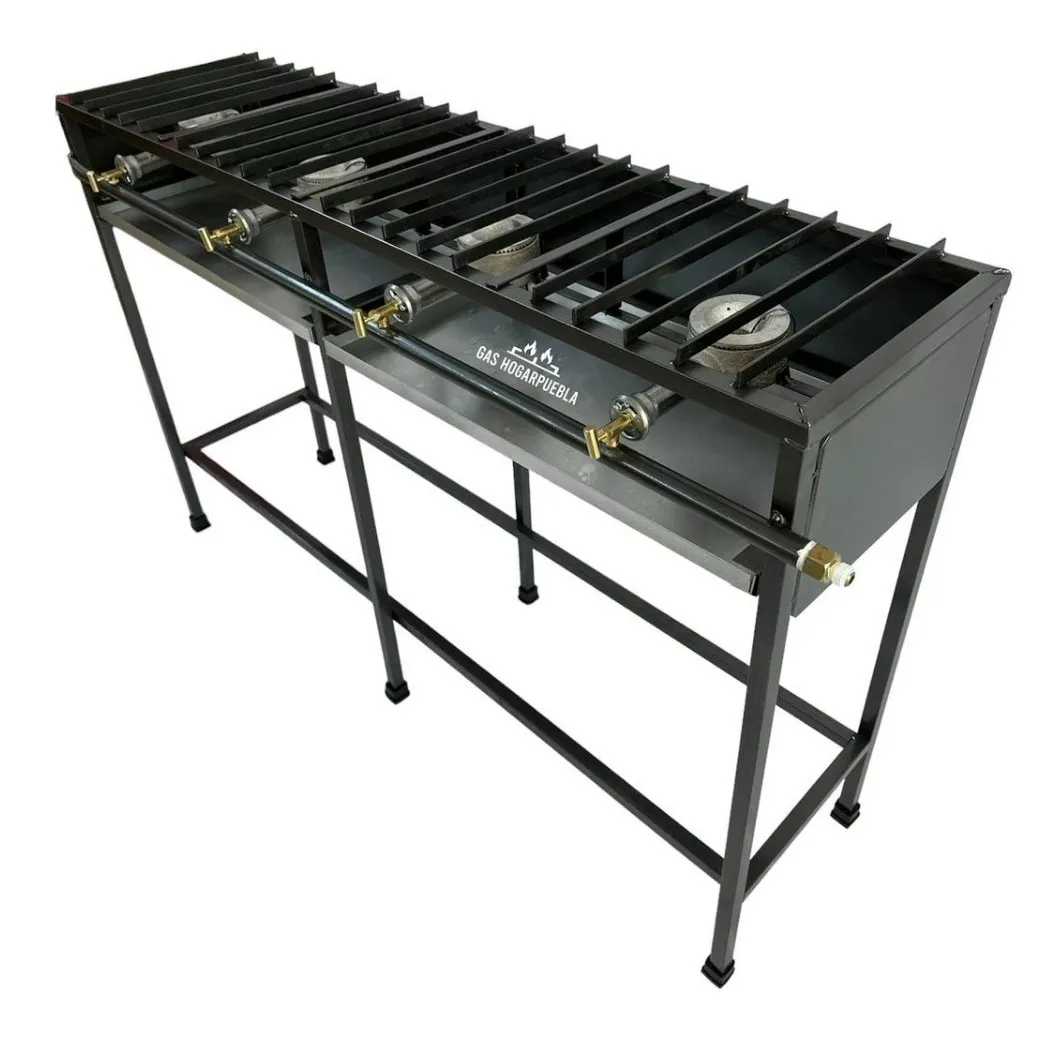 Parrilla Y Plancha De Trabajo 4 Quemadores 3/4 Gris Horneado