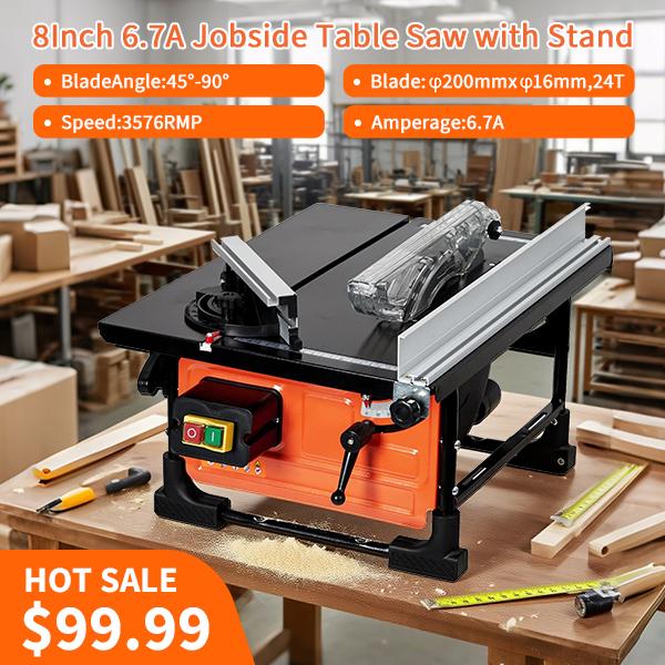 🔨 Sierra portátil 8” con extracción de polvo, velocidad 3576 RPM, ideal para remodelaciones y proyectos del hogar