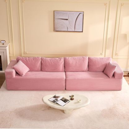 🛋️ Afuson Sofá Modular Seccional en Forma L de 107 Pulgadas, Asiento Profundo, Tapicería de Pana, Sin Montaje, Diseño Deshuesado para Sala de Estar