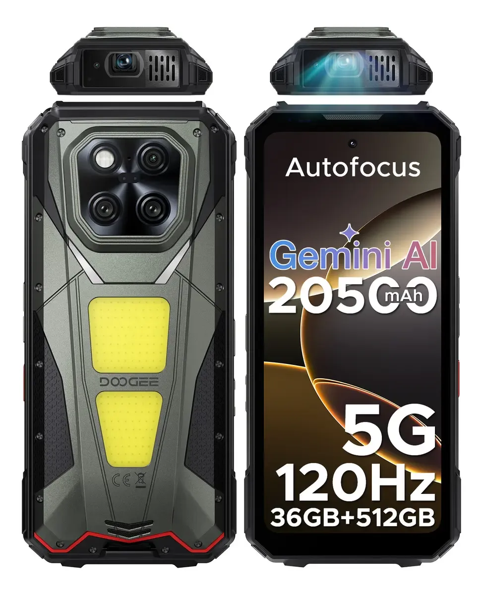 🛡️Doogee V Max Play Celular Resistente 5G, Android15, Proyector 480p 100lm, Pantalla 6.78" FHD+ 120Hz, 36GB+512GB/2TB, Cámara 200MP, Batería 20500mAh 45W, IP68