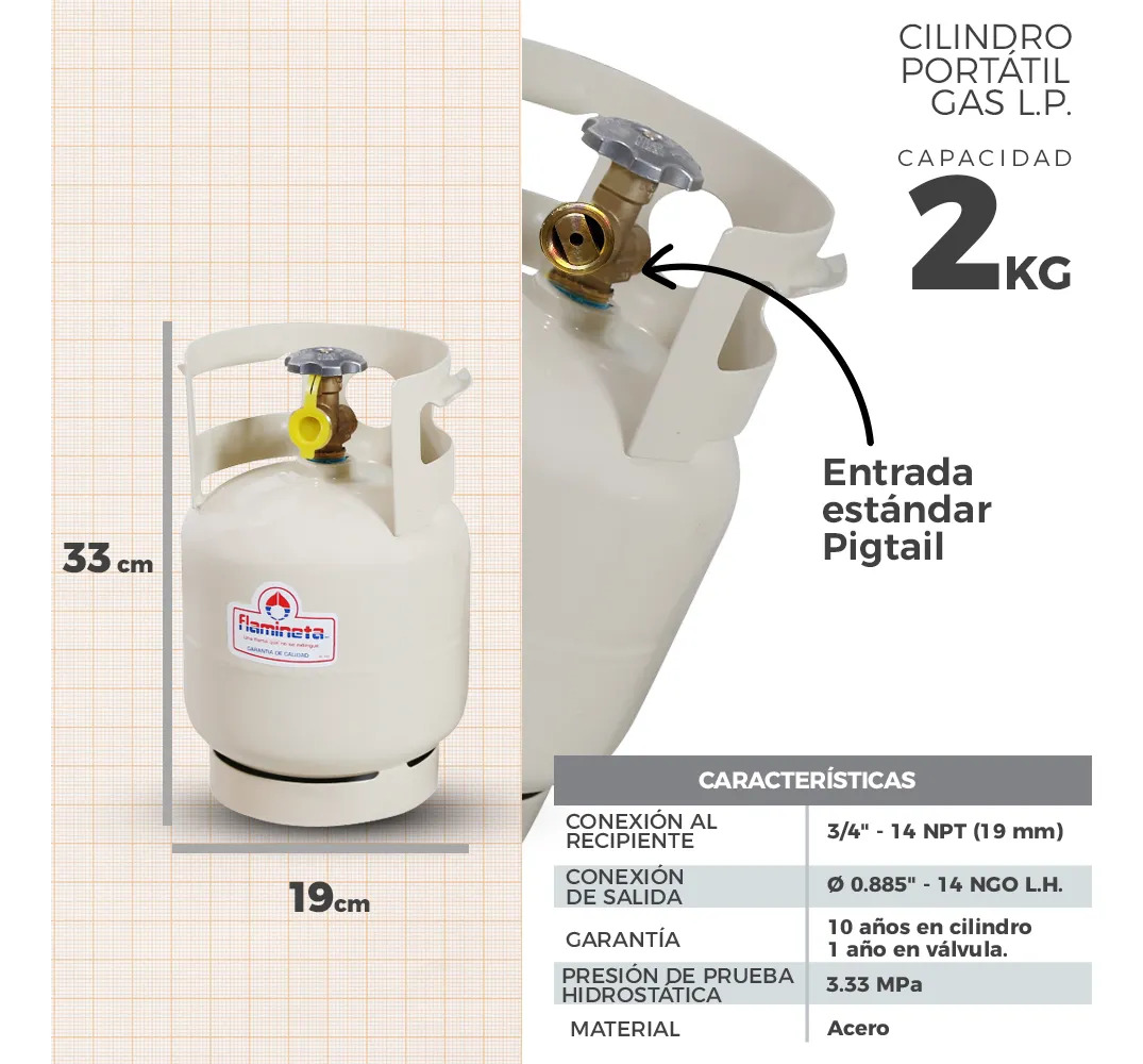 Mini Tanque Portátil 2kg Válvula Tradicional Flamineta