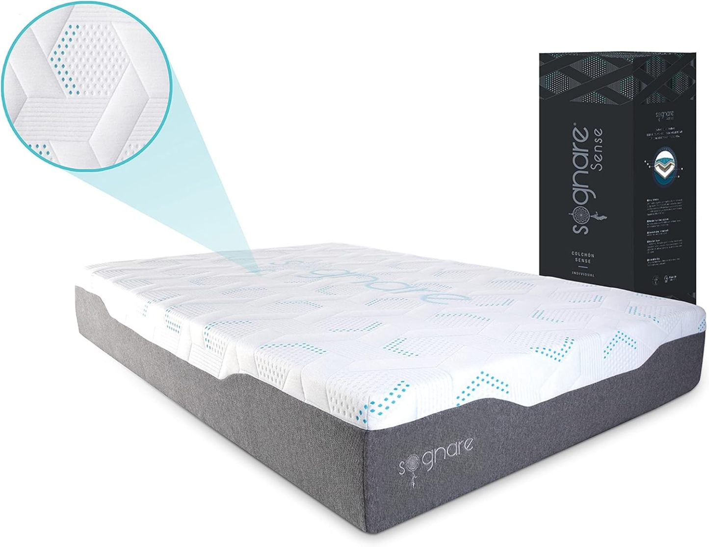Sognare Sense Colchón Tamaño Queen Size, híbrido de Memory Foam y Gel,