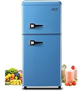 KRIB BLING Refrigerador de 3.5 pies cúbicos con congelador de 2 puertas de ahorro de energía Refrigerador compacto...