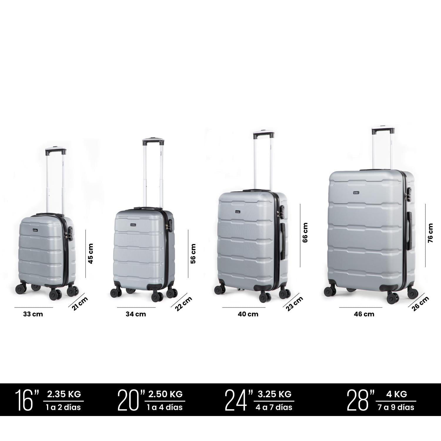 Juego 4 Maletas De Viaje Rigidas Ruedas 360 Bolsas De Viaje azul Rumbo RUM40
