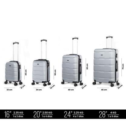 Juego 4 Maletas De Viaje Rigidas Ruedas 360 Bolsas De Viaje azul Rumbo RUM40