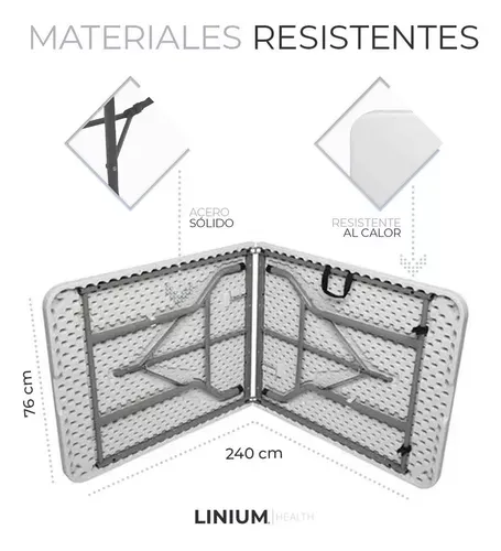 Mesa combinada plegable Linium 2,40m color blanco --- paño de limpieza