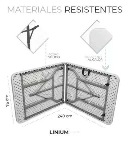 Mesa combinada plegable Linium 2,40m color blanco --- paño de limpieza