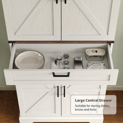 Armario despensero de cocina de 72 pulgadas, mueble de almacenamiento alto con 8 estantes en las puertas, 2 compartimentos y 1 cajón.