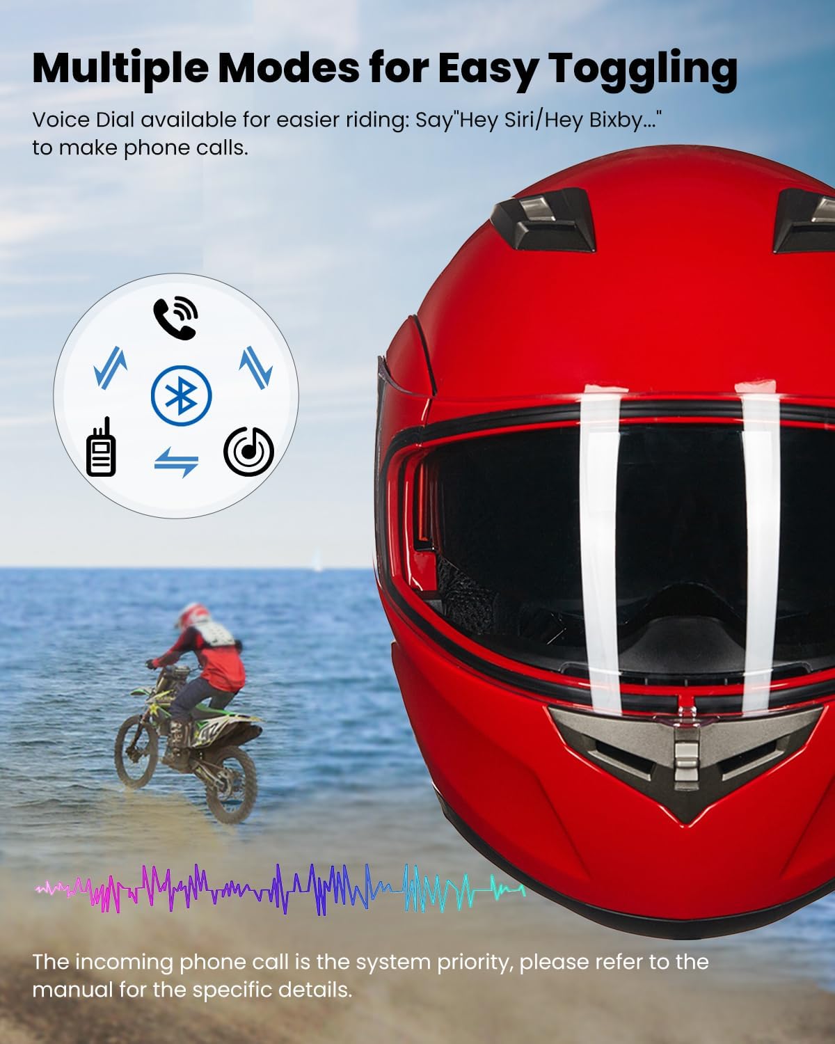 ILM - Casco de Motocicleta Modular Integrado con Bluetooth, con protección Solar para Mp3, Modelo 953/953 Pro