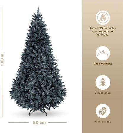 ESQUIMAL Árbol de Navidad Frondoso Pino Navideño Plegable, Cedro del Himalaya (Verde, 2.2 m)