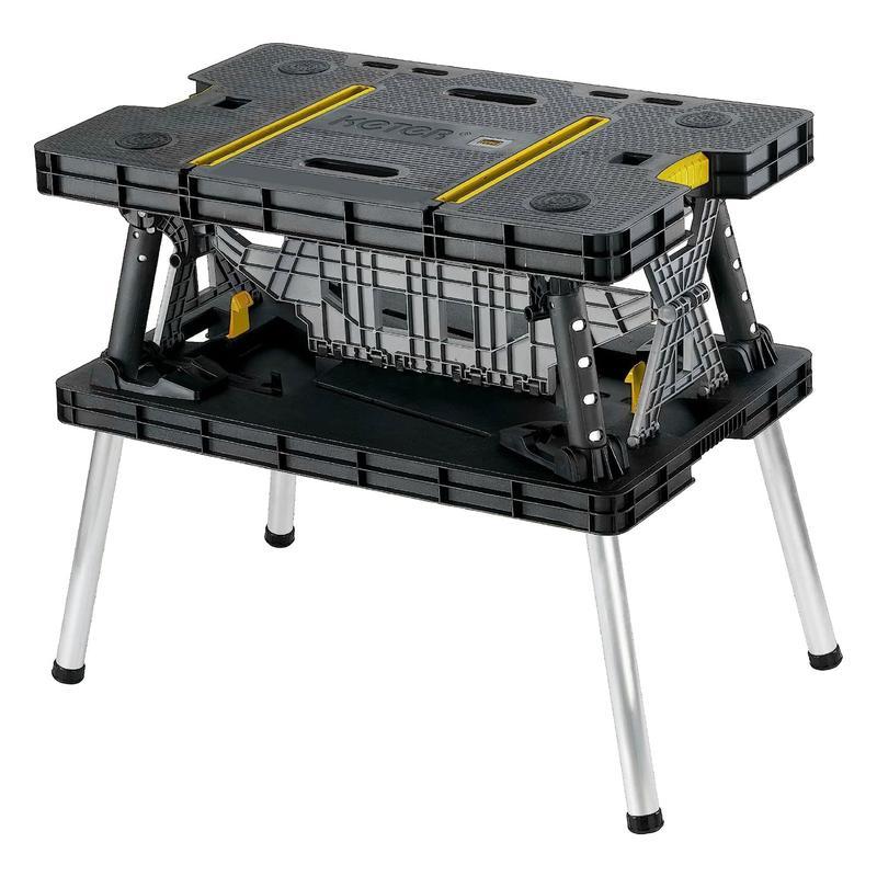 Mesa plegable portátil de uso rudo, soporte de almacenamiento de herramientas, banco de trabajo y caballete con abrazaderas de 12 pulgadas