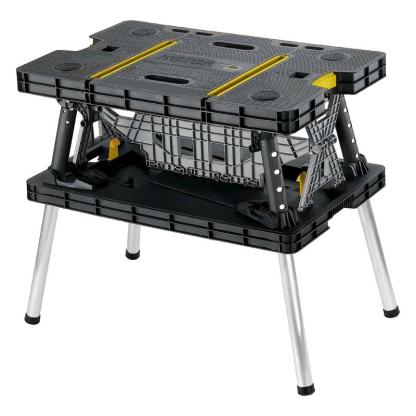 Mesa plegable portátil de uso rudo, soporte de almacenamiento de herramientas, banco de trabajo y caballete con abrazaderas de 12 pulgadas