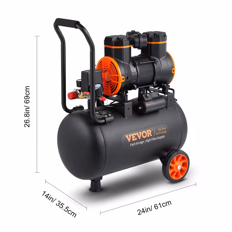 compresor de aire   de 9.3 galones 1800w   cfm@ 90psi 70 db ultra silencioso sin aceite Detalles del producto 8