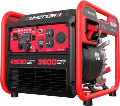 AMERISUN Generador portátil de 4500 W con tecnología inversor, generador de gas para uso doméstico, CO Protect (AL5040C)
