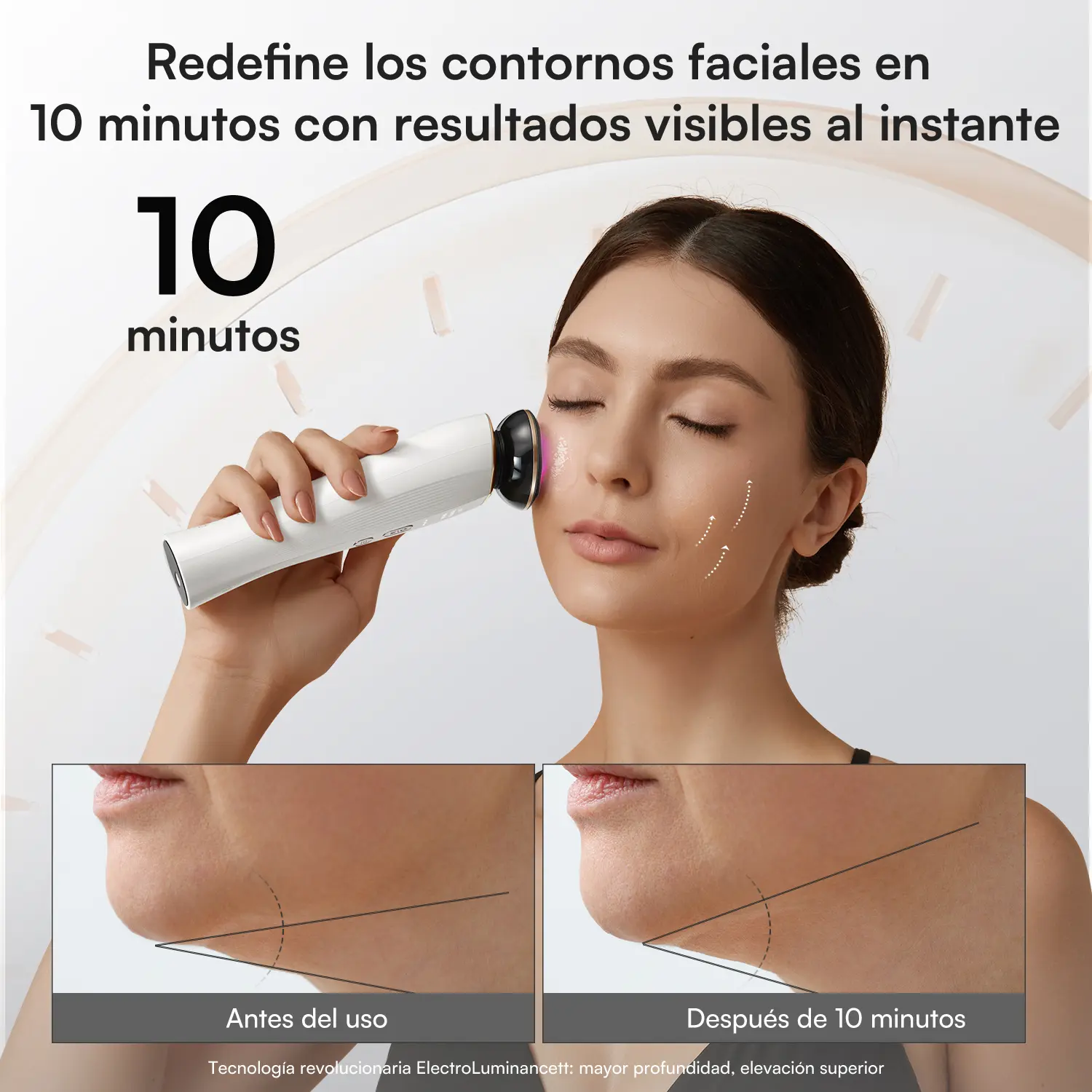 Masajeador Facial 3 en 1 para Rostro y Cuello | Dispositivo de Belleza Antiedad para Reafirmar, Levantar e Hidratar la Piel