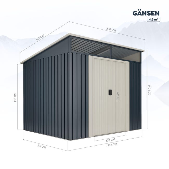 Caja metálica Gansen II de 238x203x194 cm y 4,5 x 1,5 cm
