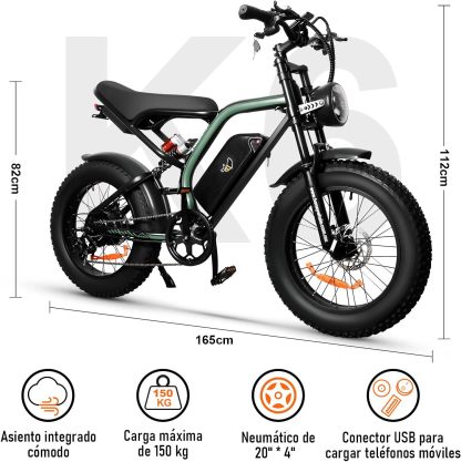 HONEYWHALE K6 Bicicleta Electrica para Adultos, Moto Bicicleta de Montaña de 7 Velocidades, Potencia del Motor 1080 W, Velocidad Máxima 48KM/H, Autonomía 40-45KM, Batería (48V, 15AH)-Muñeca