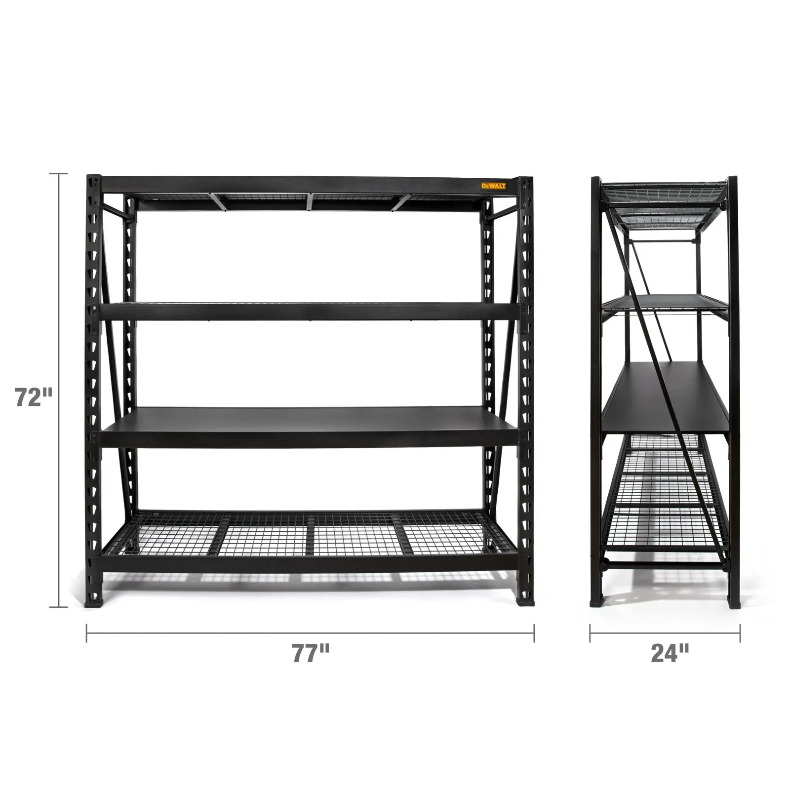 DeWalt 41660 DXST10000BLK Estante de almacenamiento industrial de 4 estantes, marco negro, 6 pies de alto