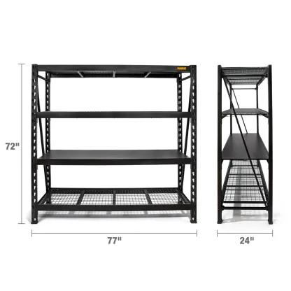 DeWalt 41660 DXST10000BLK Estante de almacenamiento industrial de 4 estantes, marco negro, 6 pies de alto