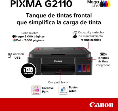 Canon Multifuncional de Inyección de Tinta Continua G3110