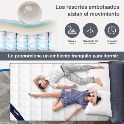 Colchón de Muelles con Espuma Texturizada,Altura 35cm,Colchón Híbrido,Espumas de Alta Calidad para un Mejor Descanso,Soporte y Alivio de Presión (Gris, Queen)