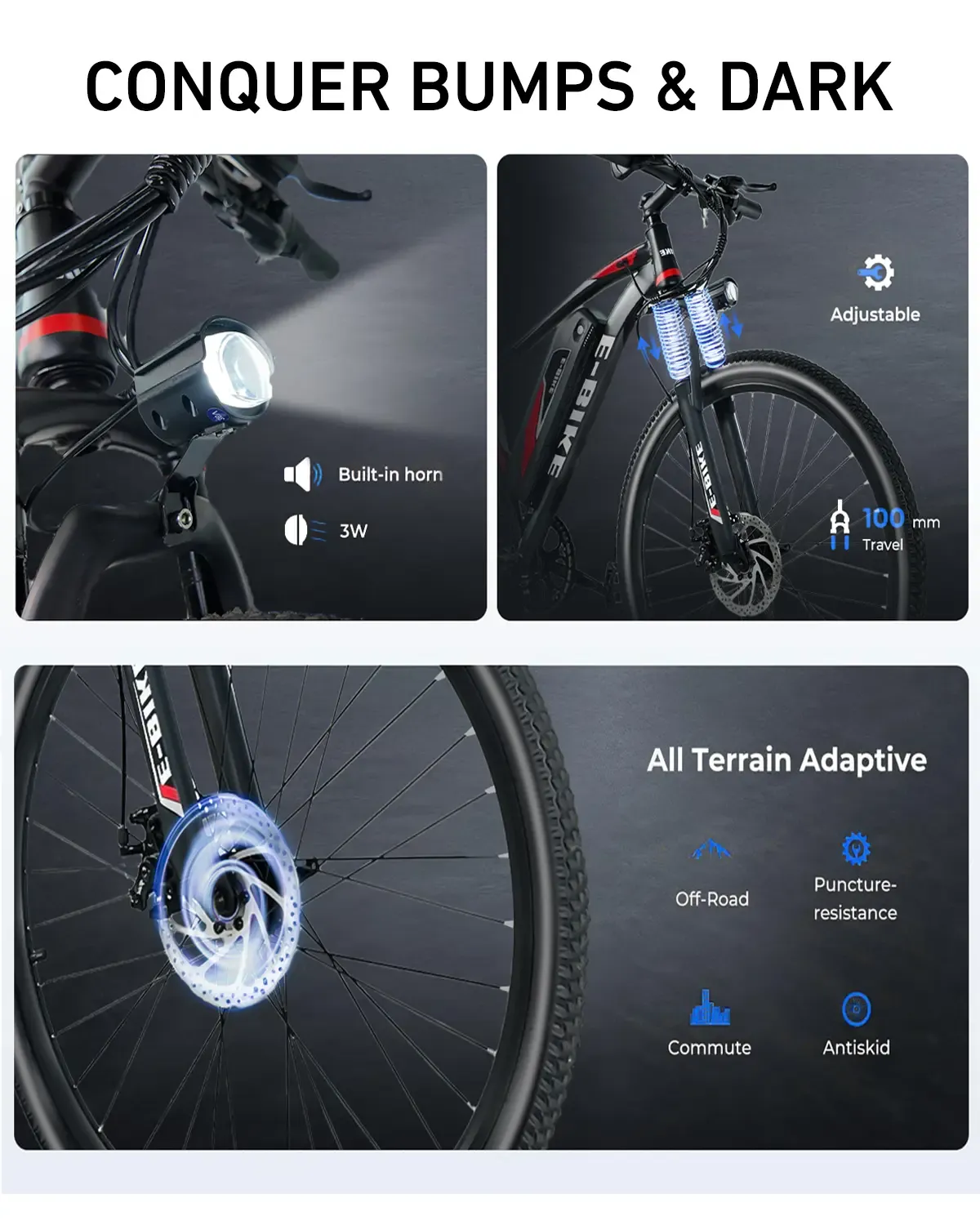 🔥Bicicleta Eléctrica de Montaña 26" para Adultos, Motor Potente 1500W, Velocidad Máxima 40 km/h, Autonomía 64 km, 7 Velocidades, Certificación UL, Bicicleta Eficiente para Desplazamientos y Aventuras