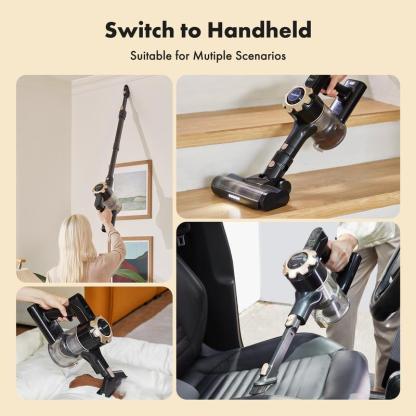 La aspiradora inalámbrica Trucozie T350 presenta un diseño ligero 8 en 1 con hasta 45 minutos de autonomía y una potente succión de 33 kPa. Esta aspiradora inalámbrica recargable es ideal para alfombras, baldosas, pelo de mascotas y suelos de madera.