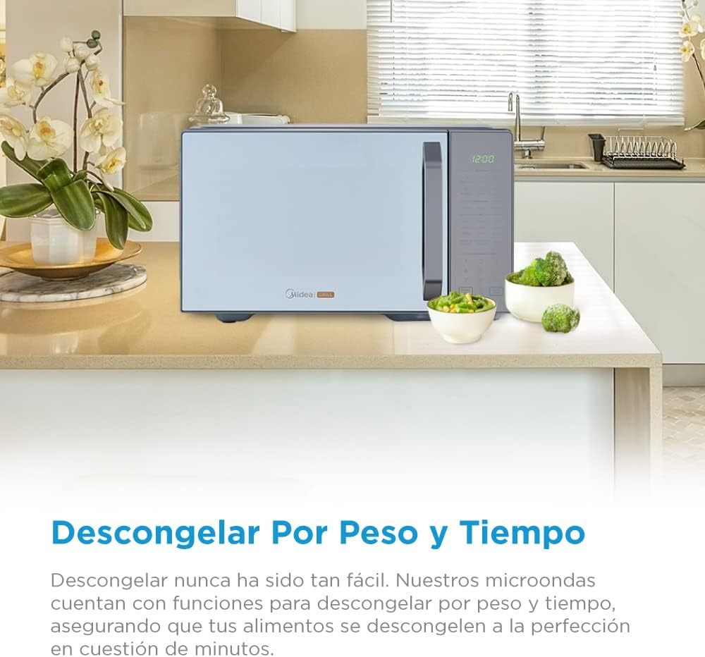 Midea MMDXG11S2MG Horno de Microondas Talent Grill 1.1 Pies Cúbicos (31L) Silver Mirror