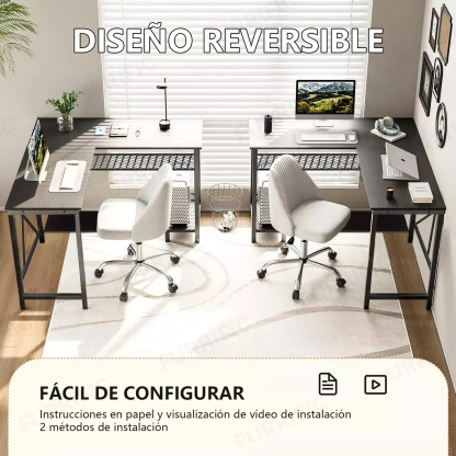 Furrific®escritorio Gamer En L Con Luz Led Y Regleta Enchufe