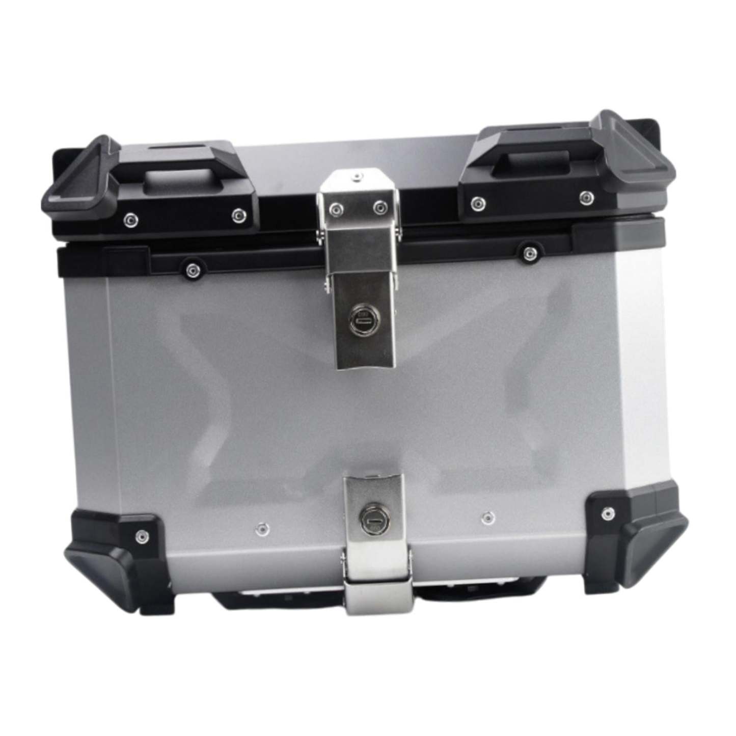 Baúl de motocicleta genérico, caja trasera, organizador de aluminio a prueba de golpes, caja para casco, baúl de almacenamiento de equipaje para 45L Plata