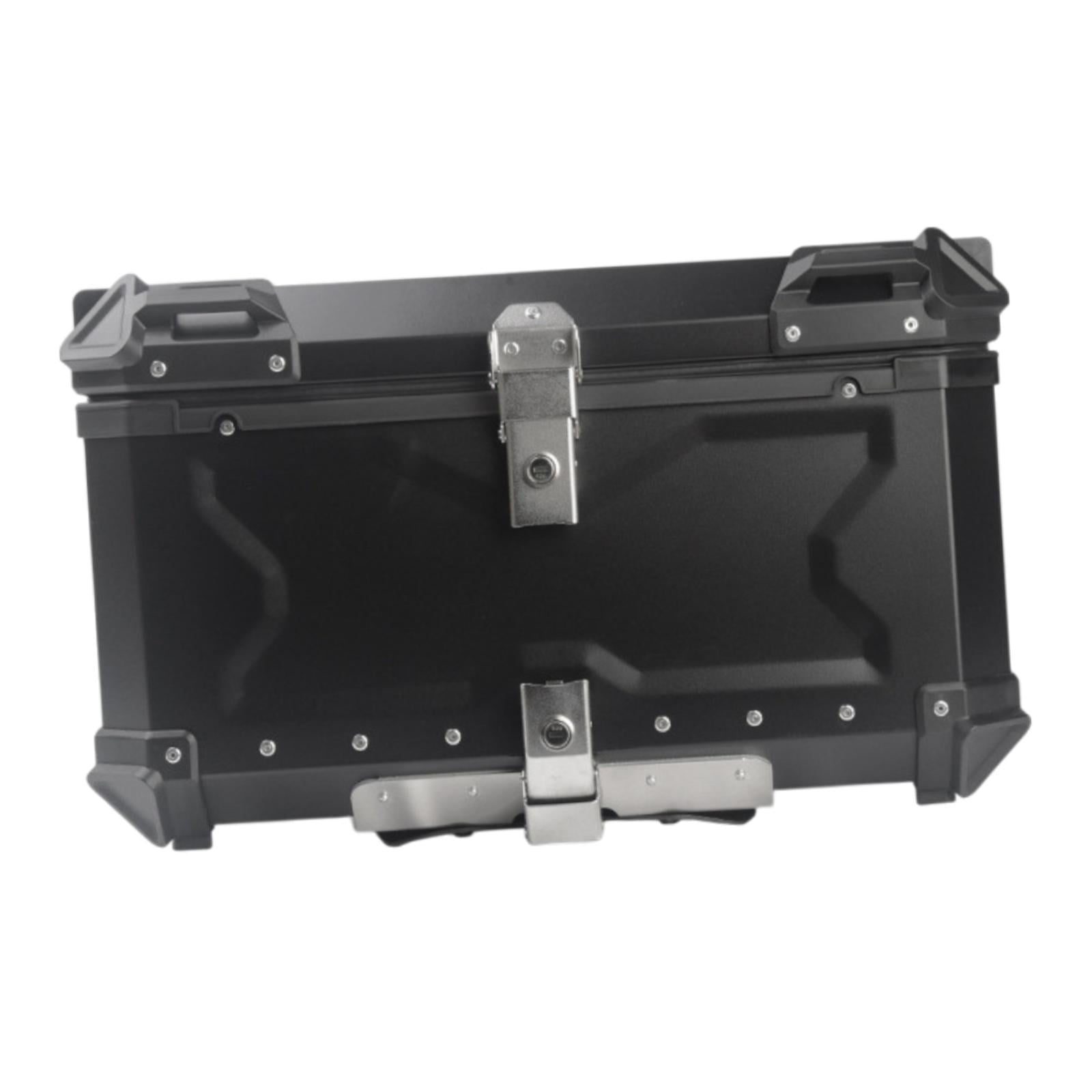 Baúl de motocicleta genérico, caja trasera, organizador de aluminio a prueba de golpes, caja para casco, baúl de almacenamiento de equipaje para 45L Plata